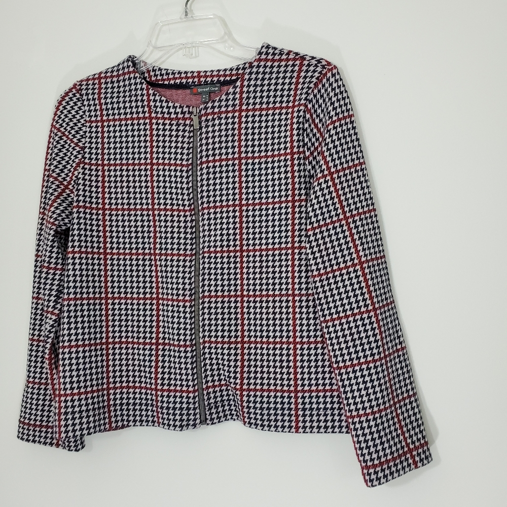 Street One Red, White, Blue,Zip Cardigan, size 12